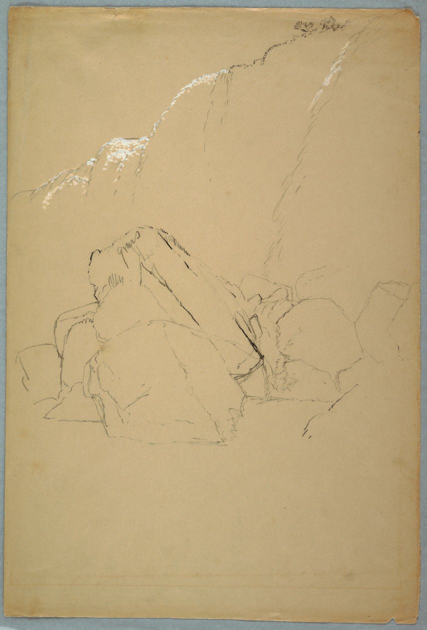 Zeichnung, Felsen, die kanadische Bank, 1858 von Frederic Edwin Church