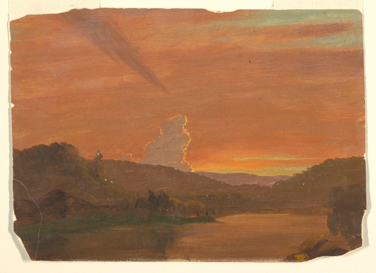 Zeichnung, Wolkenstudie bei Sonnenuntergang, 1850–60 von Frederic Edwin Church