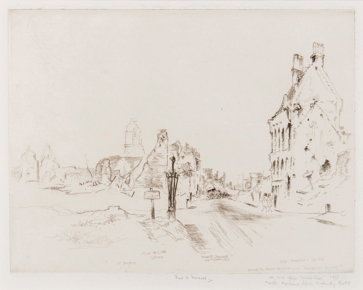 Ypern, 26. Dezember 1917 (Radierung) von Frederick Arthur Farrell