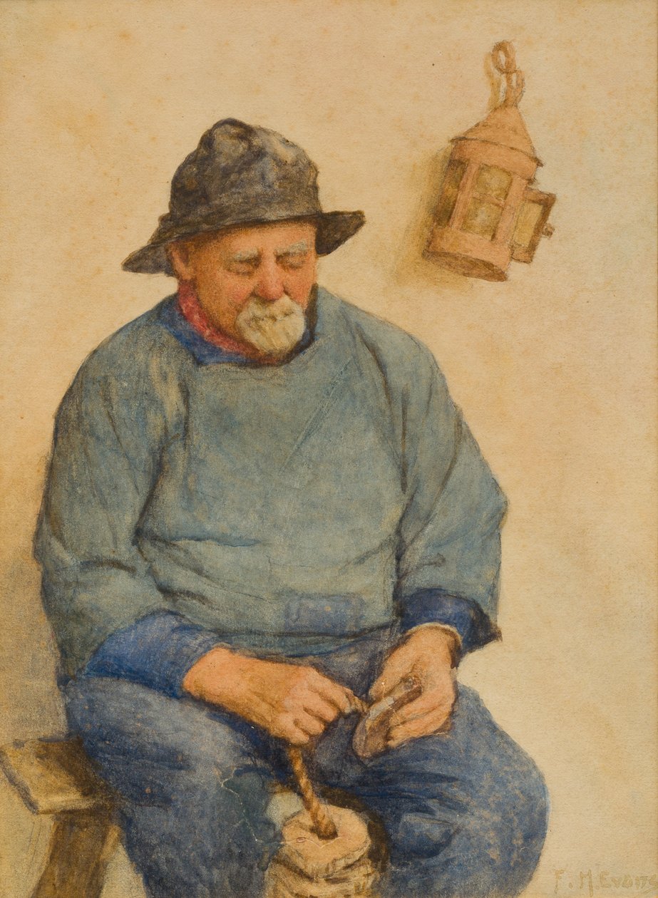 Fischer mit Korken von Frederick James McNamara Evans