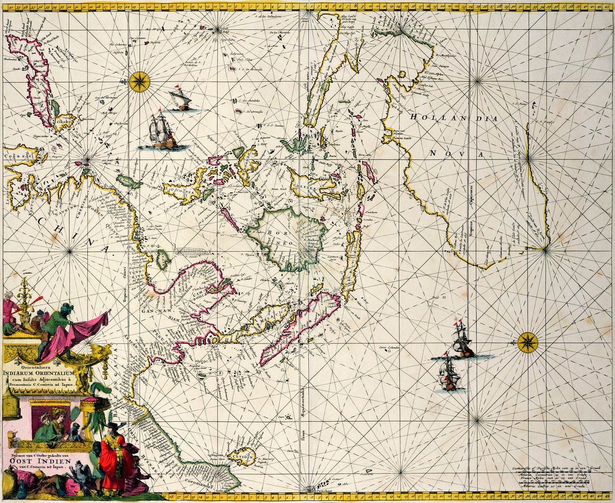 Ostindien: See- und Küstenkarte von Südindien bis Japan über den ostindischen Archipel von Frederick de Wit
