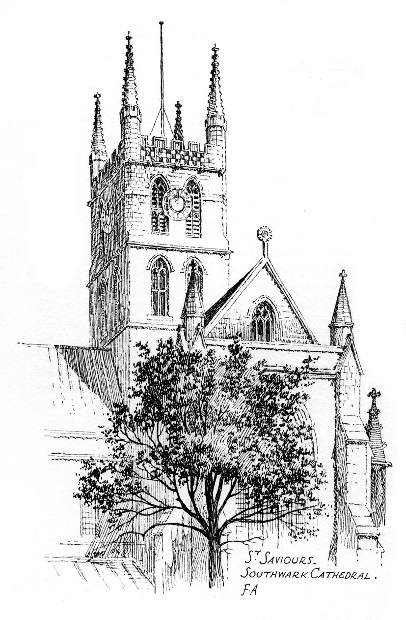 Southwark Cathedral, London, 1912 von Frederick Adcock