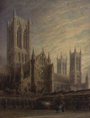 Kathedrale von Lincoln von den Kreuzgängen, 19. Jahrhundert von Frederick Mackenzie