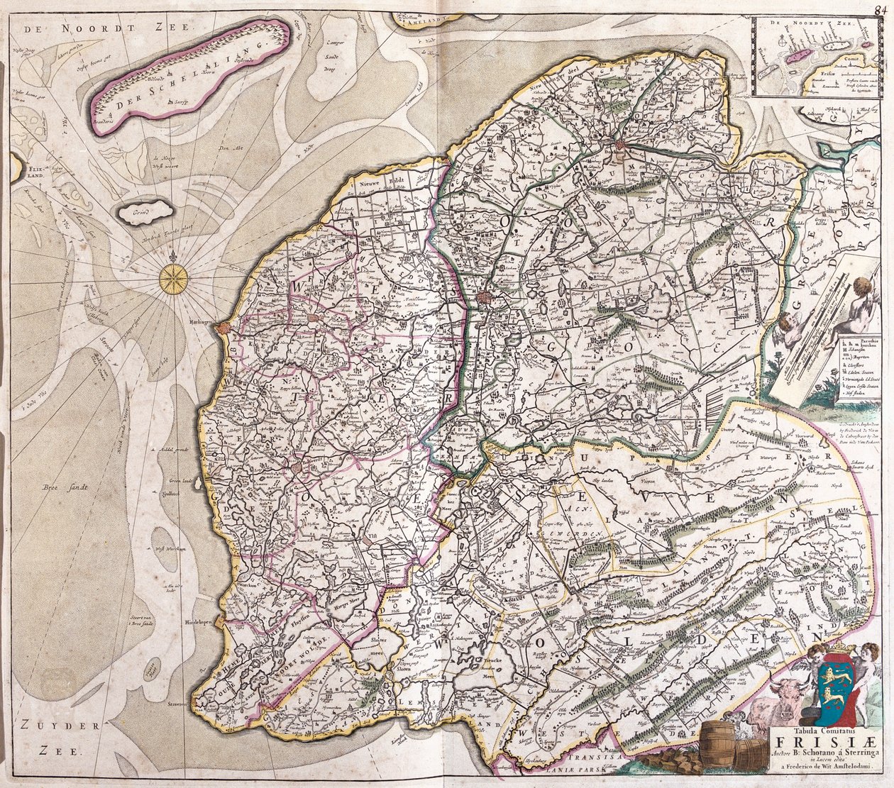 Karte von Friesland (Deutschland) (Radierung) von Frederick de Wit
