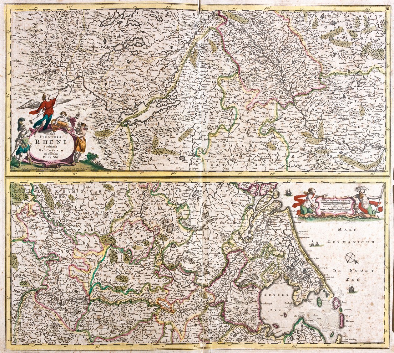 Karte des Rheinlandes (Deutschland) von Frederick de Wit