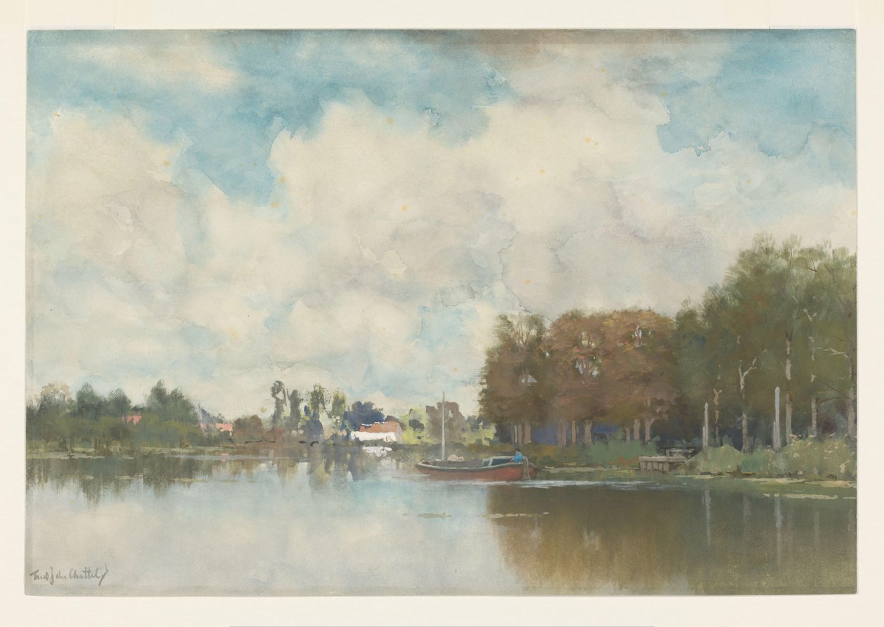 Holländischer Kanal von Fredericus Jacobus van Rossum du Chattel (signed by artist)