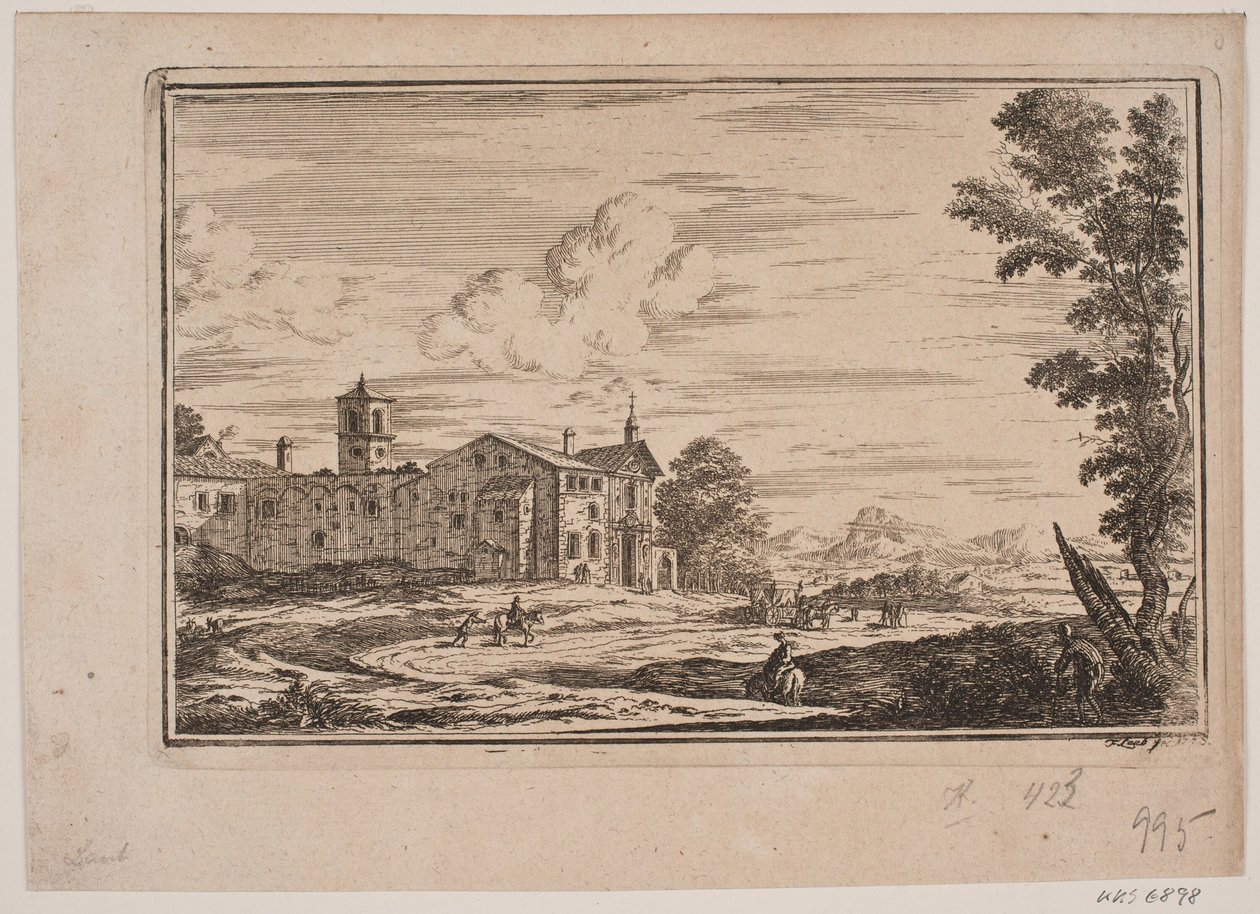 Klostergebäude, links in italienischer Landschaft von Frederik Laub