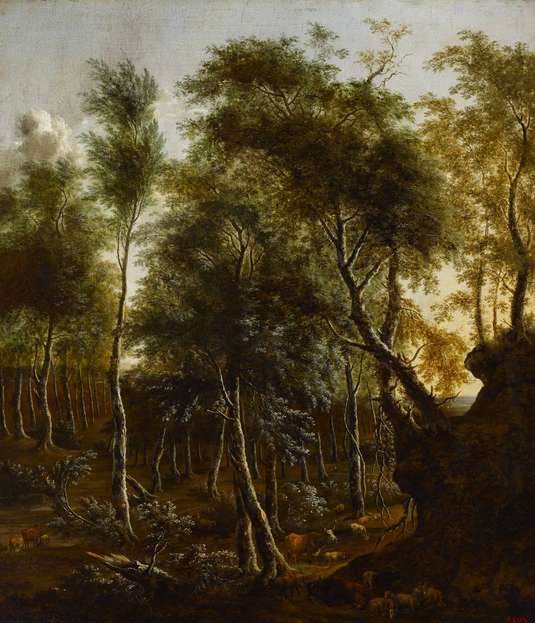 Eine bewaldete Landschaft von Frederik de Moucheron