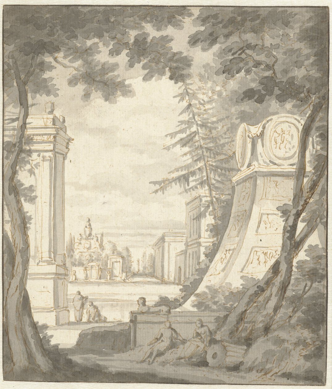 Fantasielandschaft mit klassizistischer Architektur von Frederik de Moucheron
