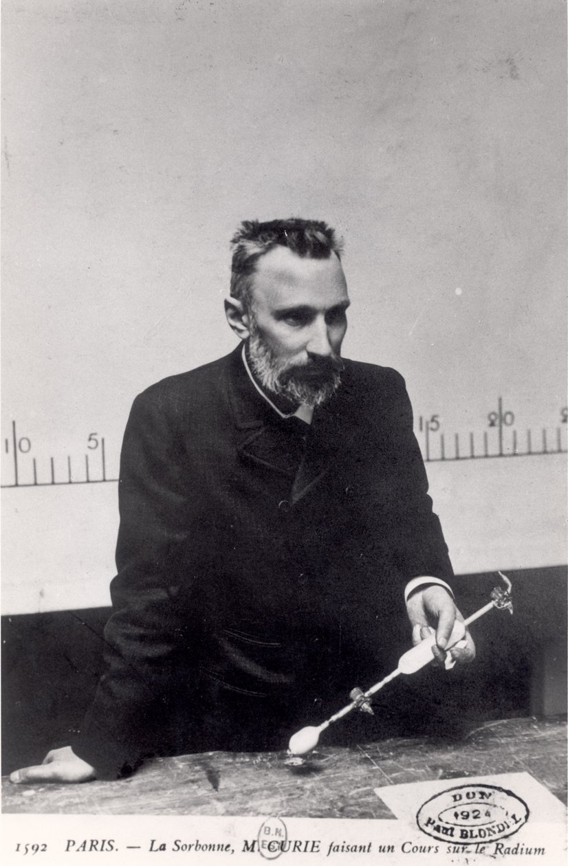 Pierre Curie (1859-1906) lehrt über Radium an der Sorbonne, 1906 von French Photographer