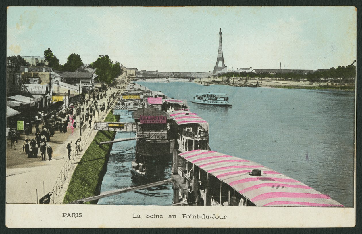 Postkarte, die die Seine am Point-du-Jour, um 1900 darstellt (koloriertes Schwarzweißfoto) von French Photographer
