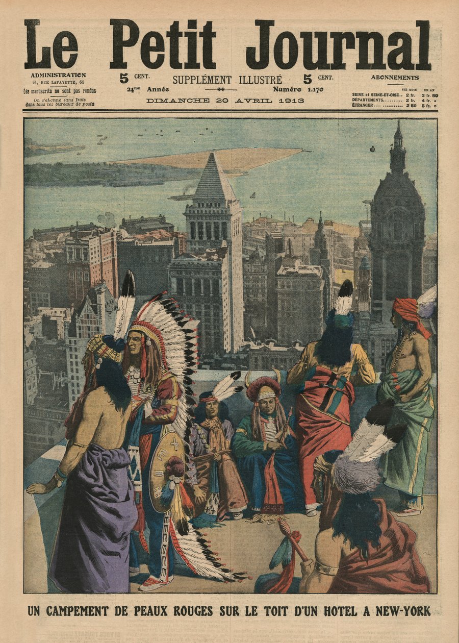 Ein Lager von Rothäuten auf dem Dach eines Hotels in New York, Titelillustration aus 