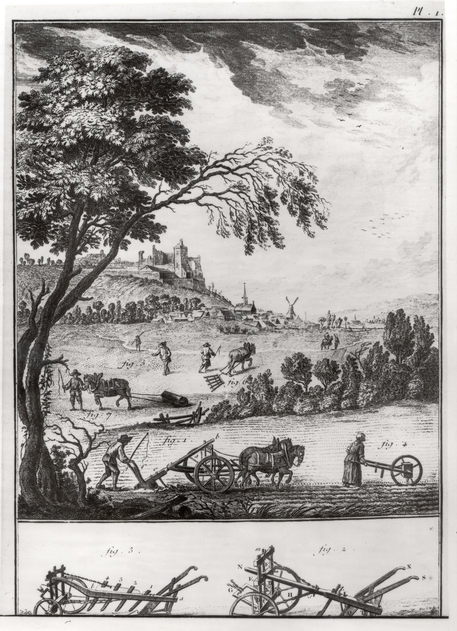 Landwirtschaft, Tafel I aus der Enzyklopädie von Denis Diderot (1713-84) 1762 von French School