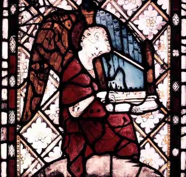 Engel spielt eine Orgel, ca. 1330 von French School