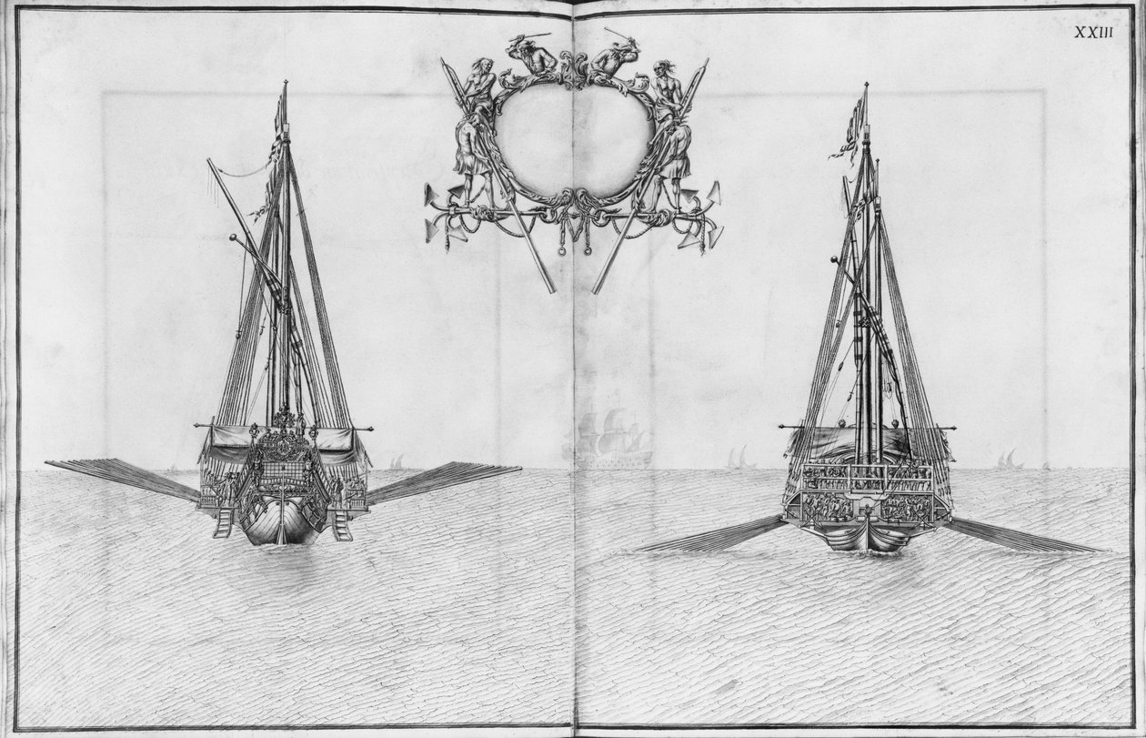 Bau, Ausrüstung und Stapellauf einer Galeere, Tafel XXIII von French School