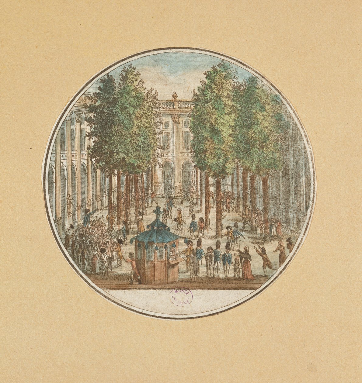Camille Desmoulins spricht am Palais Royal, 12. Juli 1789 von French School