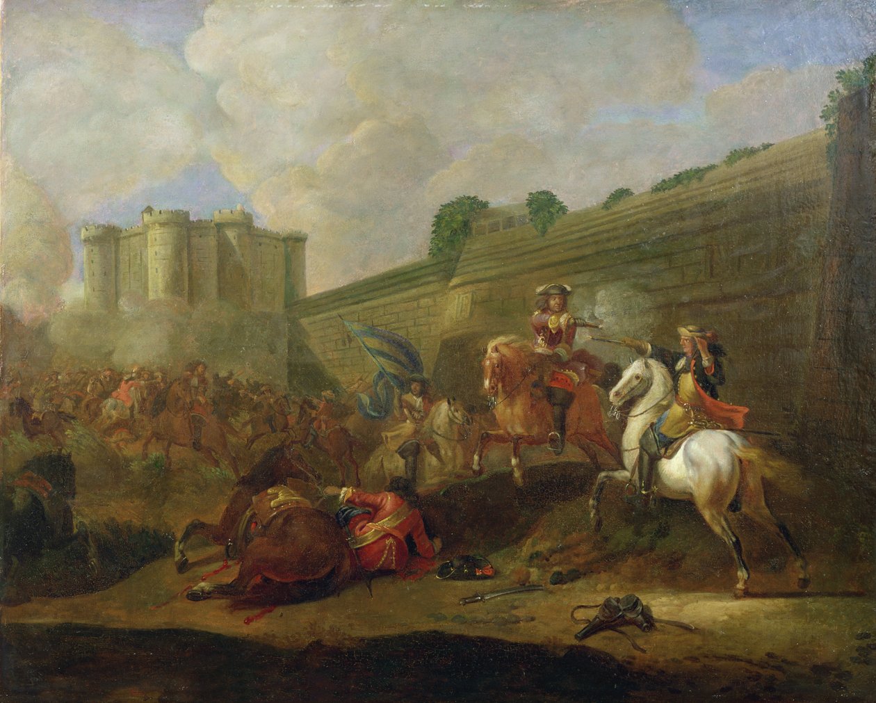 Episode der Fronde im Faubourg Saint-Antoine bei den Mauern der Bastille, ca. 1648 von French School