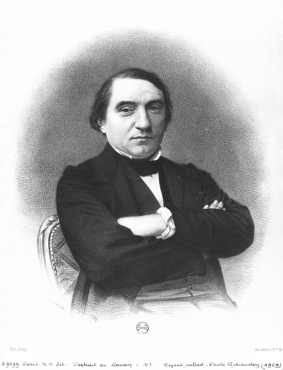 Ernest Renan (1823-92) nach einem Foto von Pierre Petit von French School