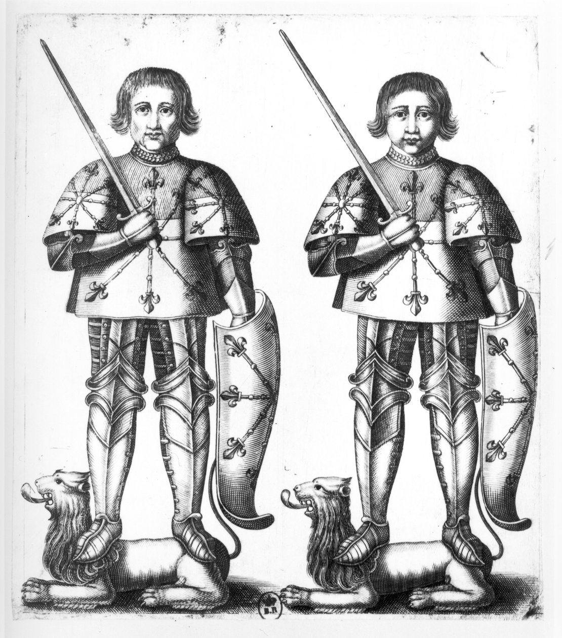 Foulques III Nerra (oder der Schwarze) (970-1040) und Geoffroy II Martel (1005-60) von French School