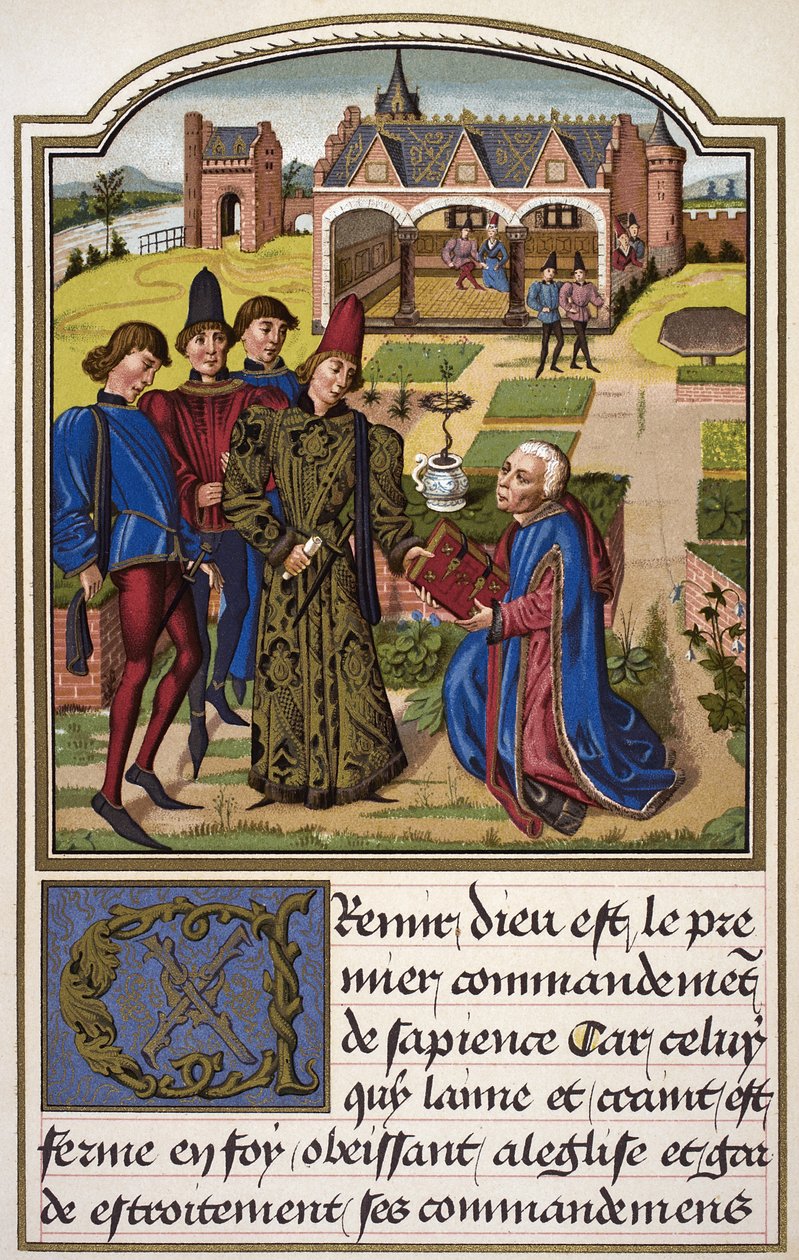 Georges Chastellain überreicht sein Buch an Charles, Herzog von Burgund, aus 