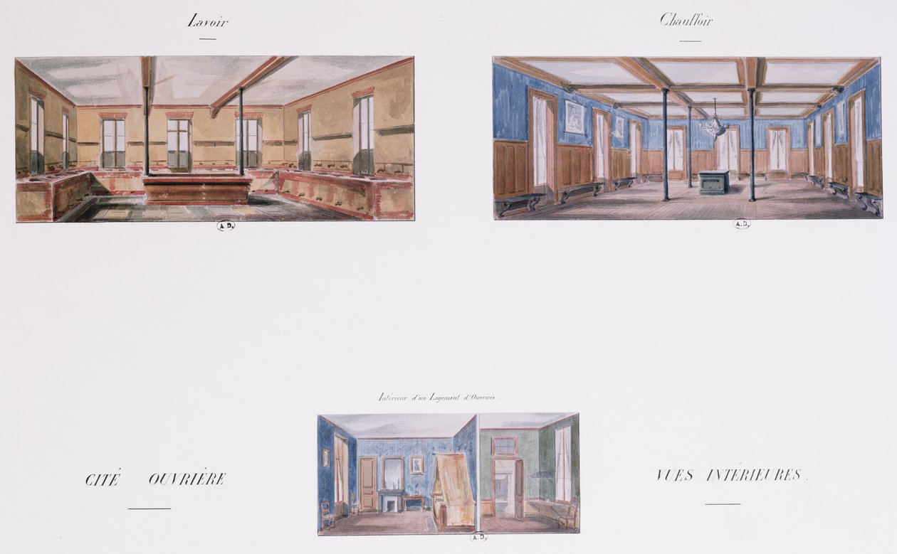 Innendesigns für die Napoleon-Wohnanlage, 58 rue Rochechouart, Paris, 1849 von French School