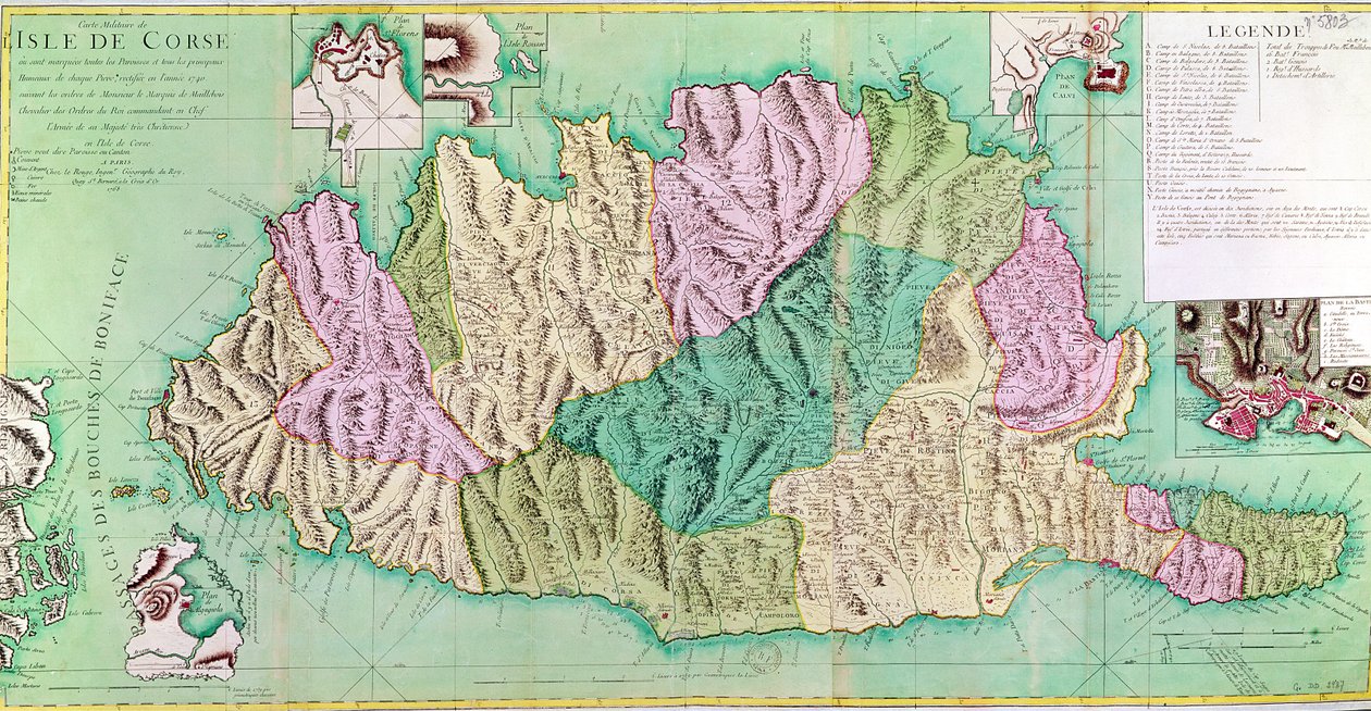 Militärkarte von Korsika, 1768 von French School