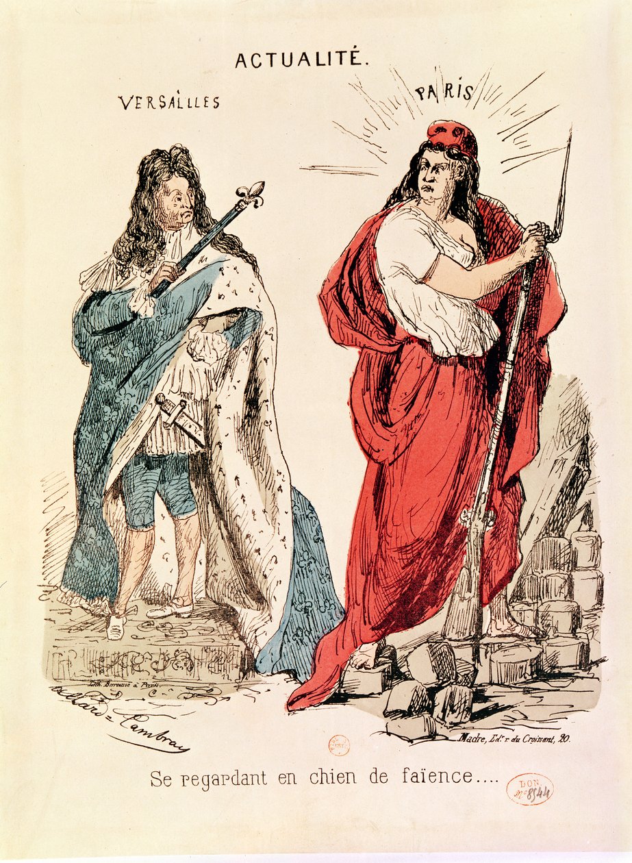 Paris und Versailles starren sich an, 1871 von French School