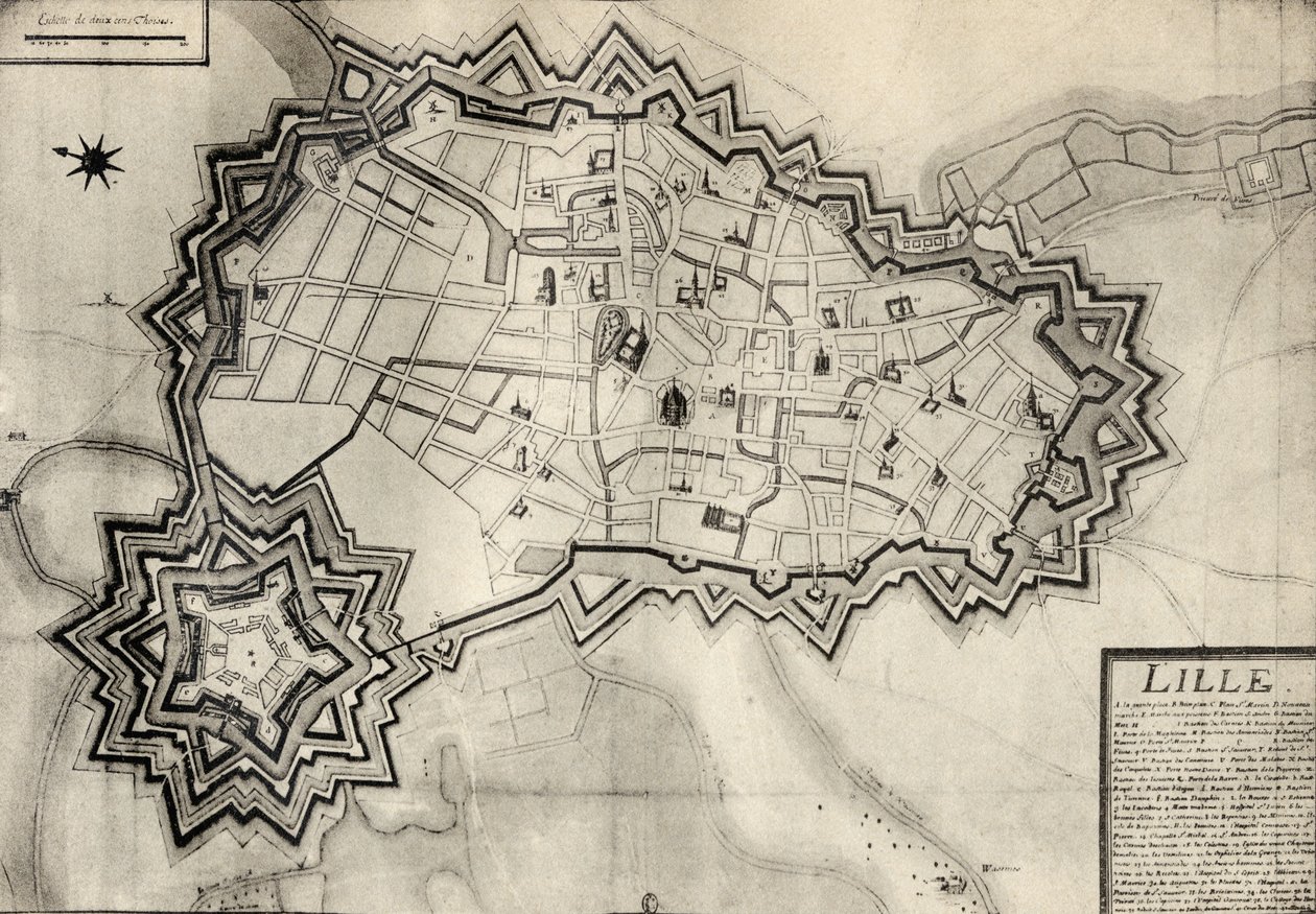 Plan und Befestigungen von Lille um 1670, aus 