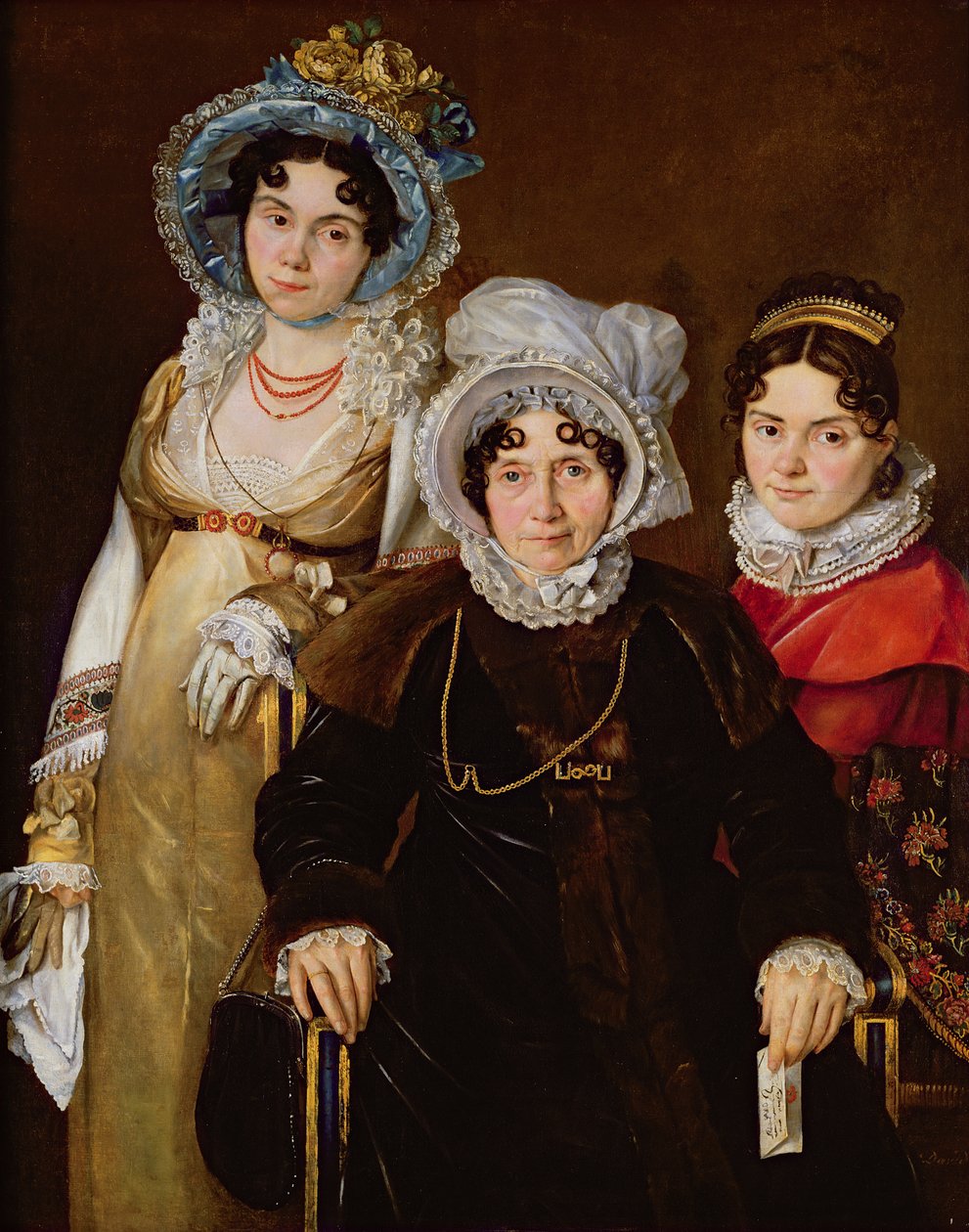 Porträt von Madame de Tangry und ihren Töchtern, nach 1816 von French School