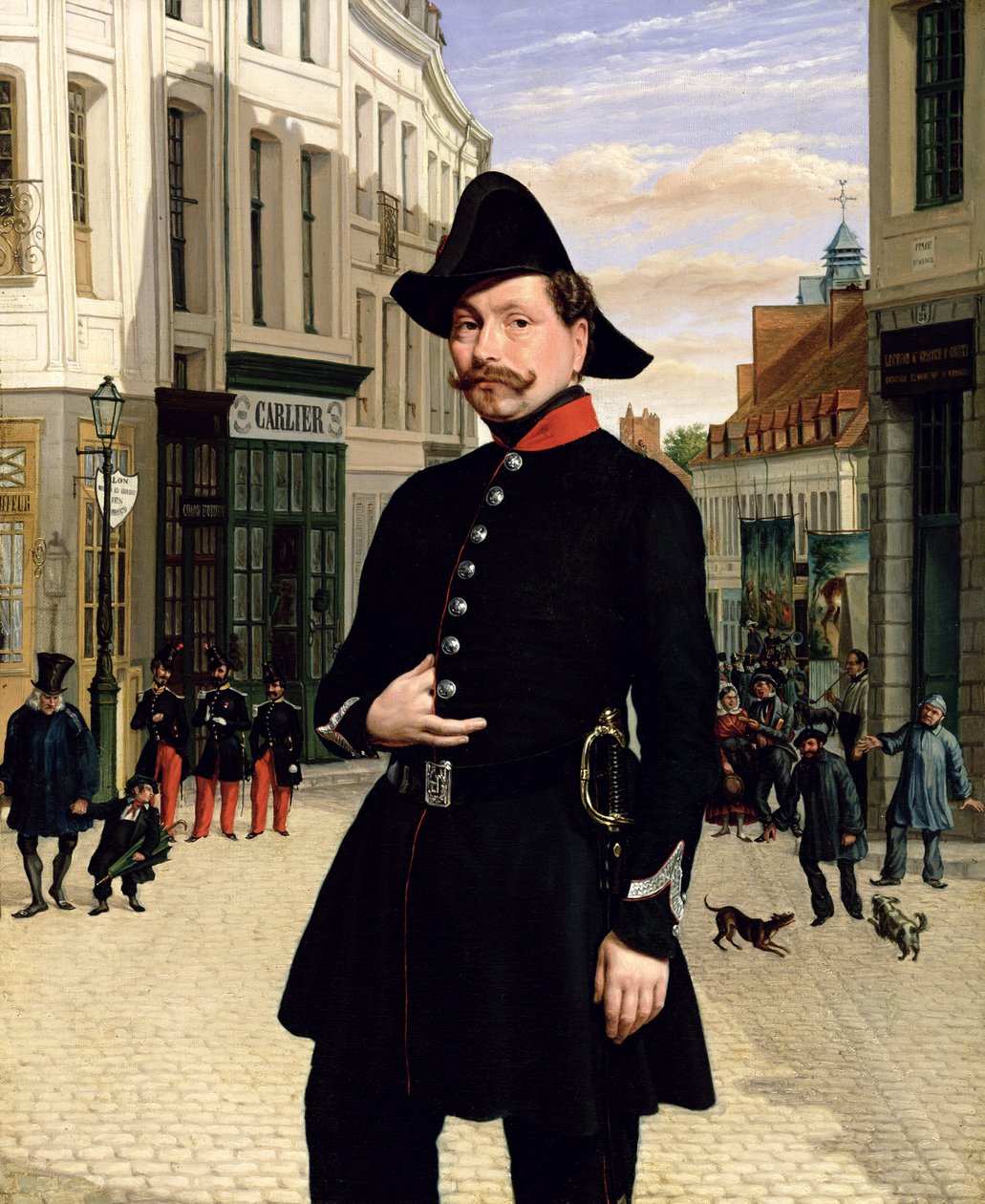 Porträt eines Polizeibeamten in Douai im Jahr 1848 von French School
