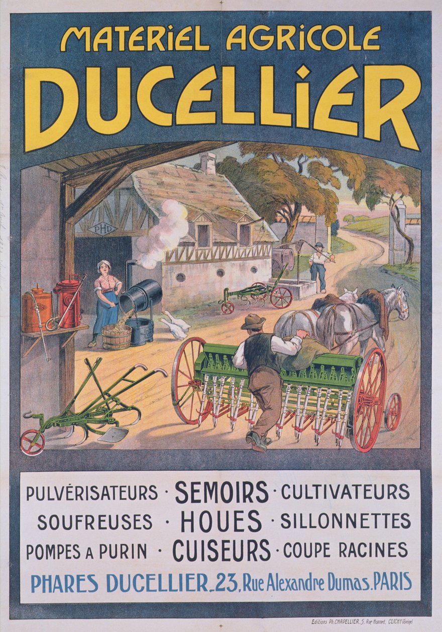 Plakatwerbung für Ducellier-Landwirtschaftsgeräte, 1920 von French School