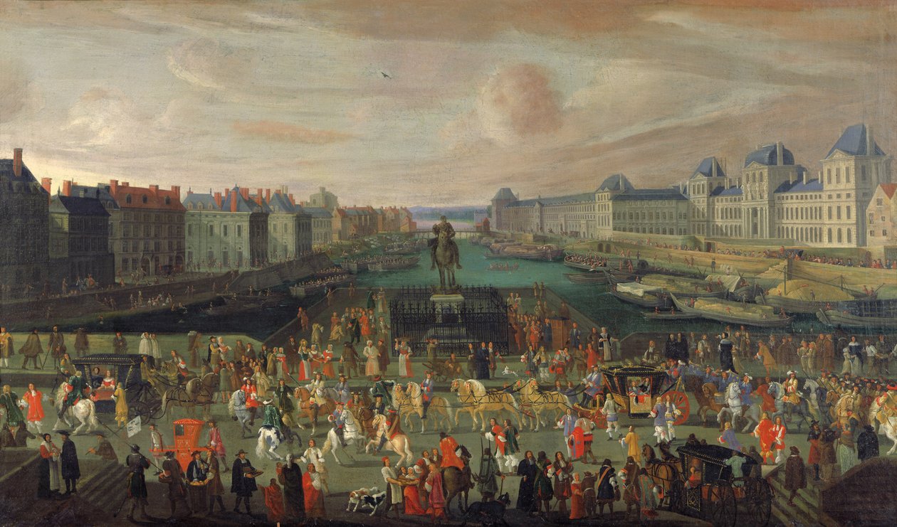 Prozession von Ludwig XIV. über die Pont-Neuf, 1665-69 von French School