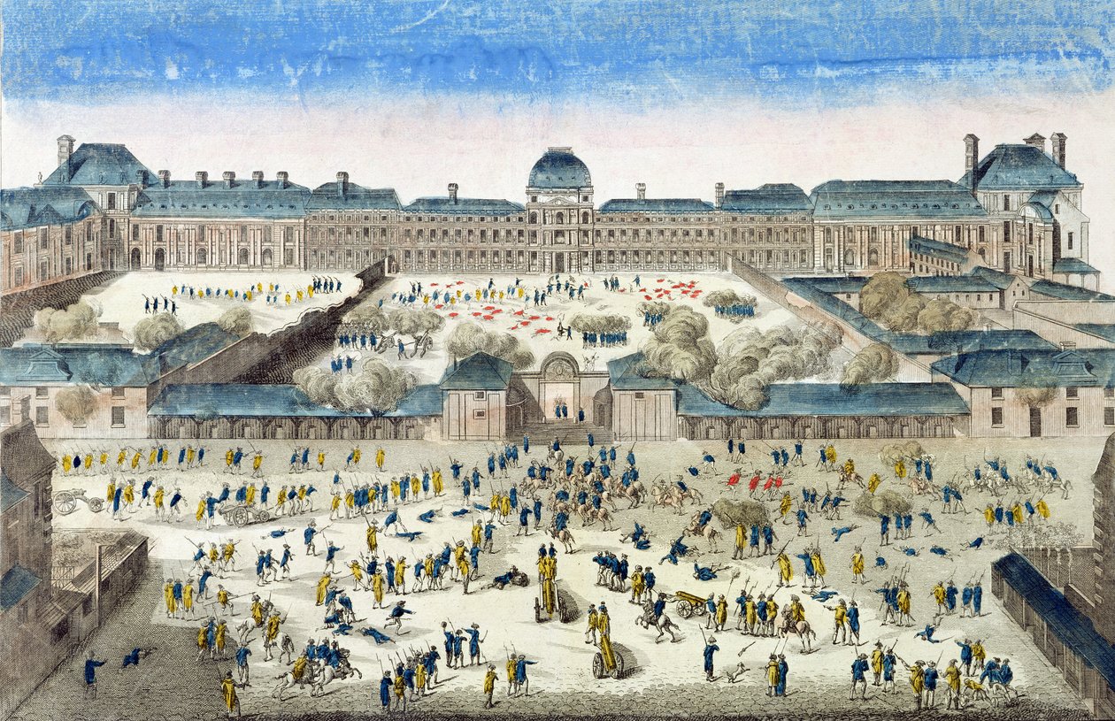 Belagerung des Schlosses der Tuilerien, 10. August 1792 von French School