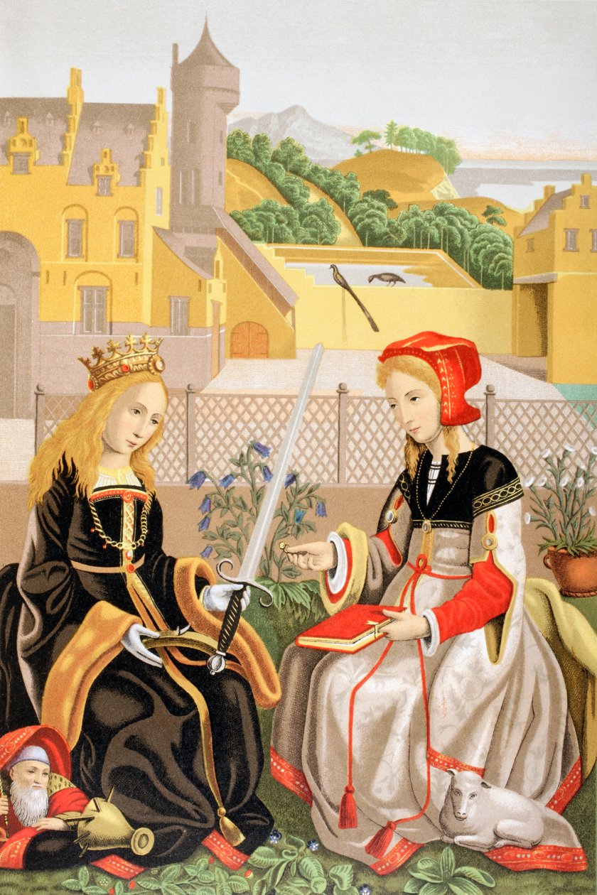St. Katharina von Alexandria und St. Agnes von Rom, nach einem Werk, das Marguerite van Eyck zugeschrieben wird, aus 