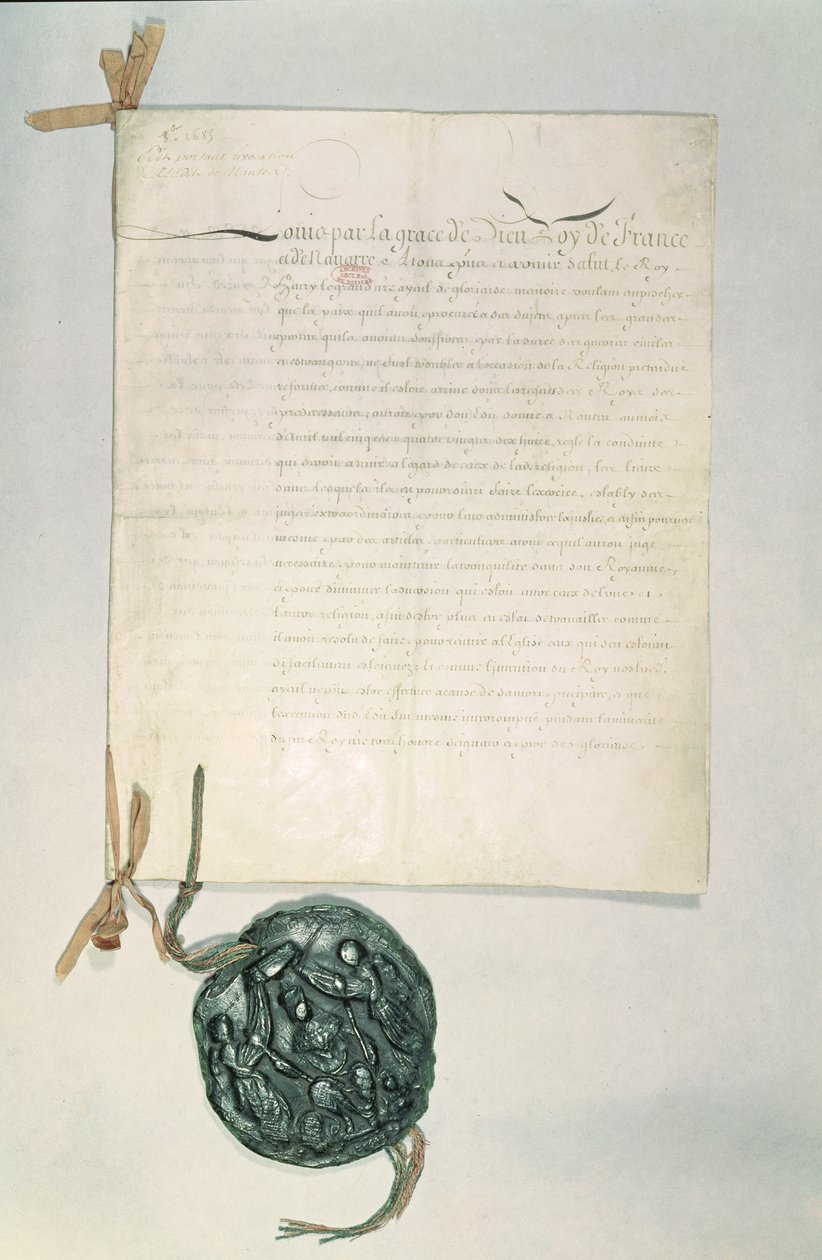 Das Edikt von Fontainebleau, 18. Oktober 1685 von French School