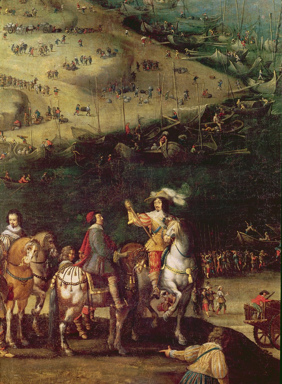 Die Aufhebung der Belagerung der Ile de Re, 8. November 1627 (Detail) von French School