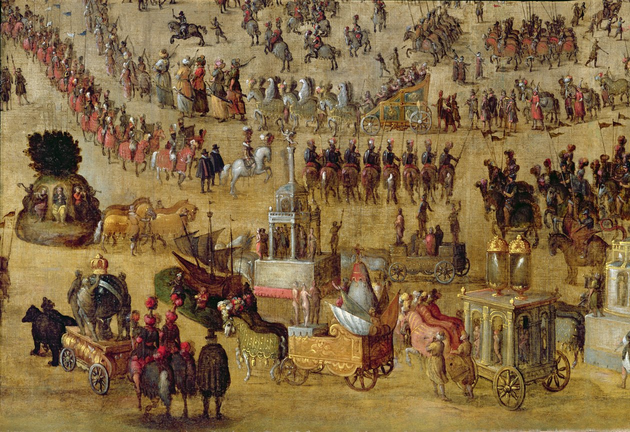 Der Place Royale und das Karussell im Jahr 1612 (Detail) von French School