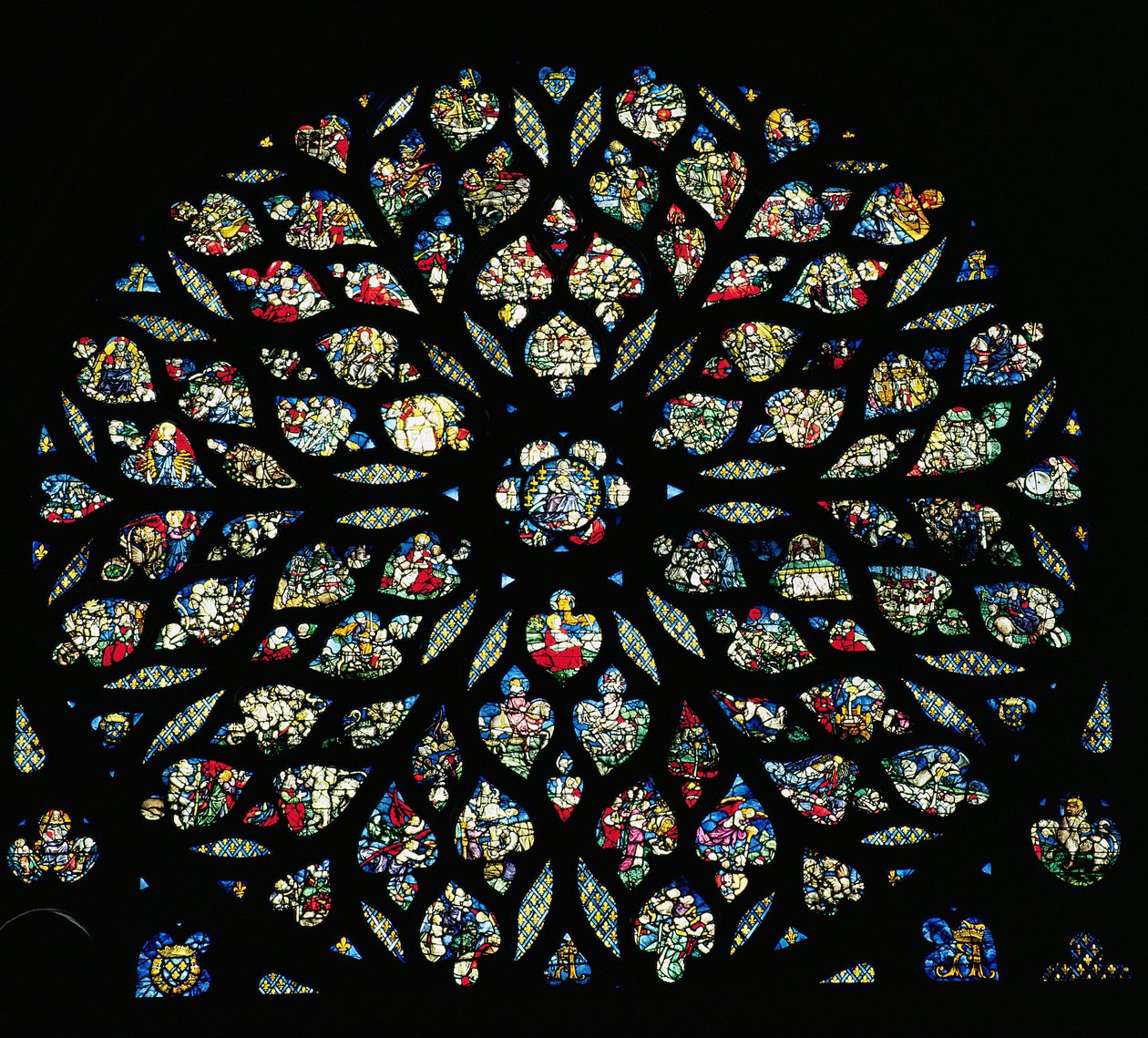 Die Offenbarung des Johannes, Rosettenfenster (Buntglas) von French School