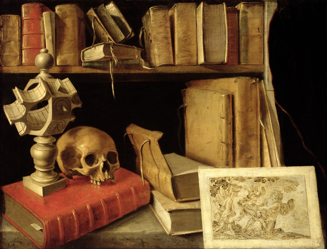 Vanitas mit Sonnenuhr, ca. 1626-40 von French School