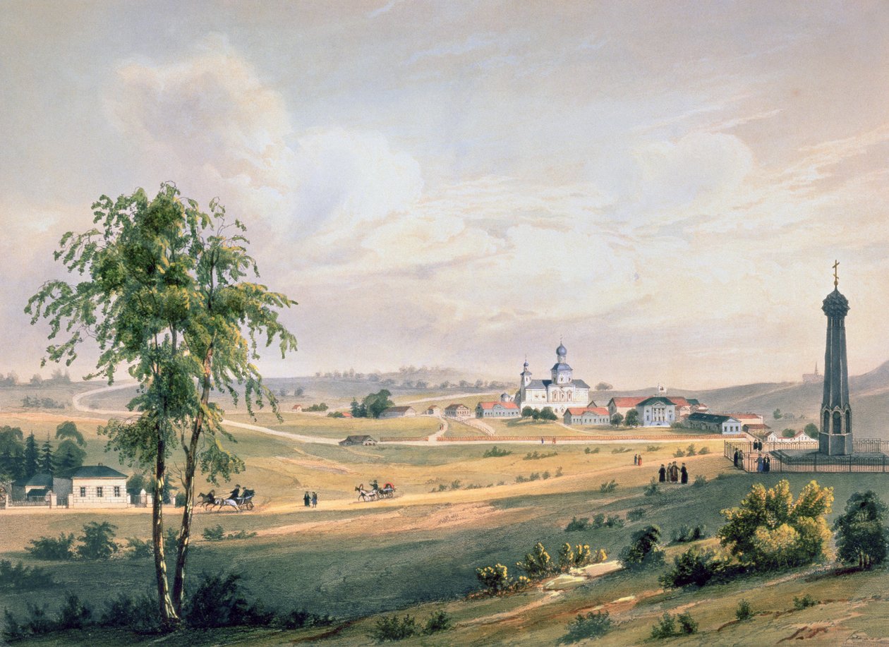 Ansicht von Borodino, dem Ort der entscheidenden Schlacht, gedruckt von J. Jacottet, veröffentlicht von Lemercier, Paris, 1830er Jahre von French School
