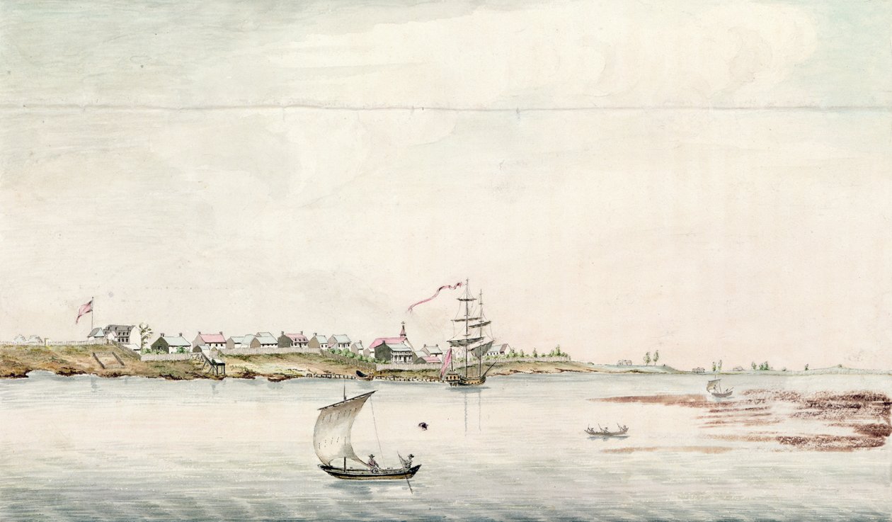 Ansicht der Stadt und Festung Detroit, späte achtzehnte Jahrhundert von French School
