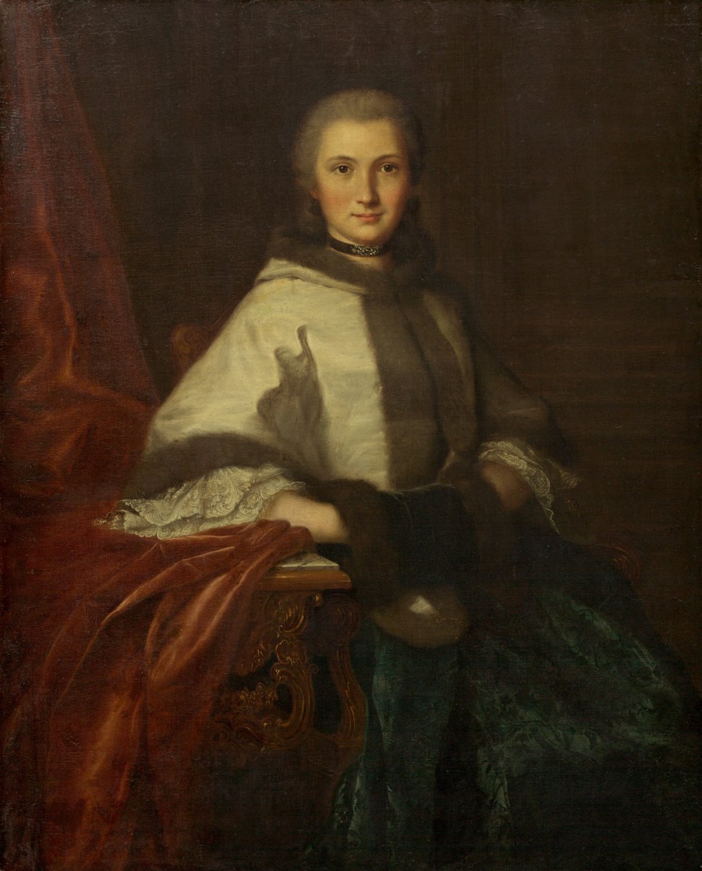 Junge Frau mit Muff von French 18th Century
