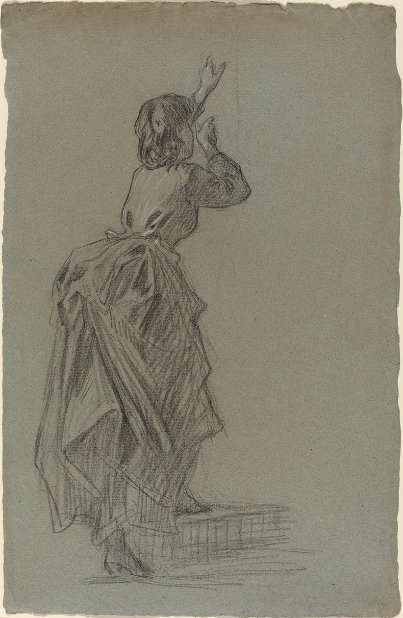 Junge Frau, die eine Stufe erklimmt von French 19th Century