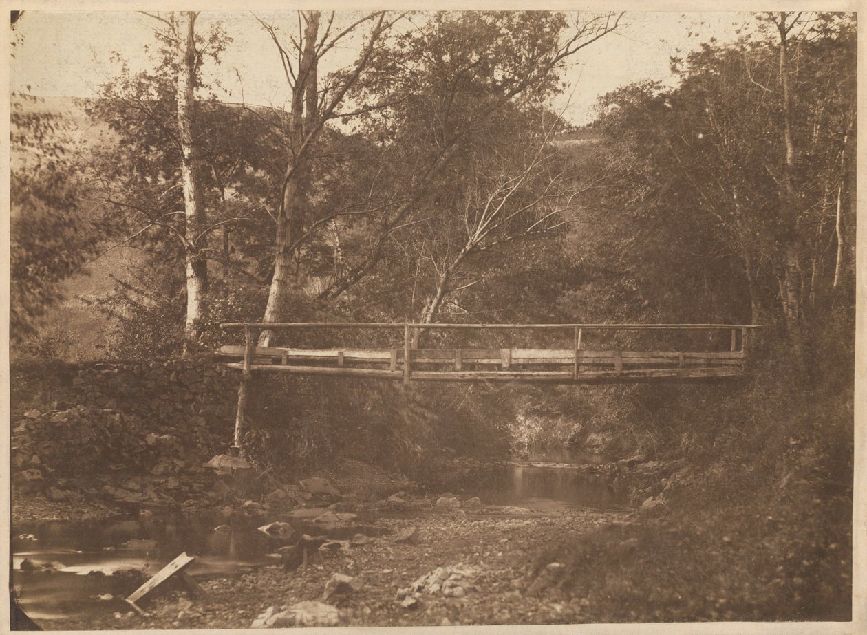 Landschaft mit Bäumen und Brücke, ca. 1850 von French Photographer