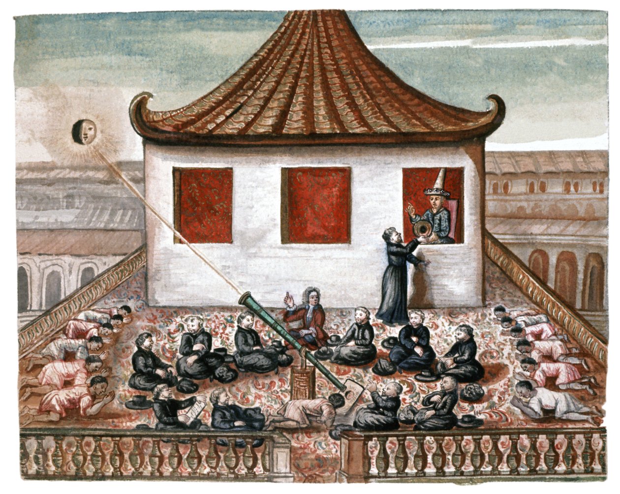 Eine Sonnenfinsternis in Siam, um 1700 (Aquarell) von French School