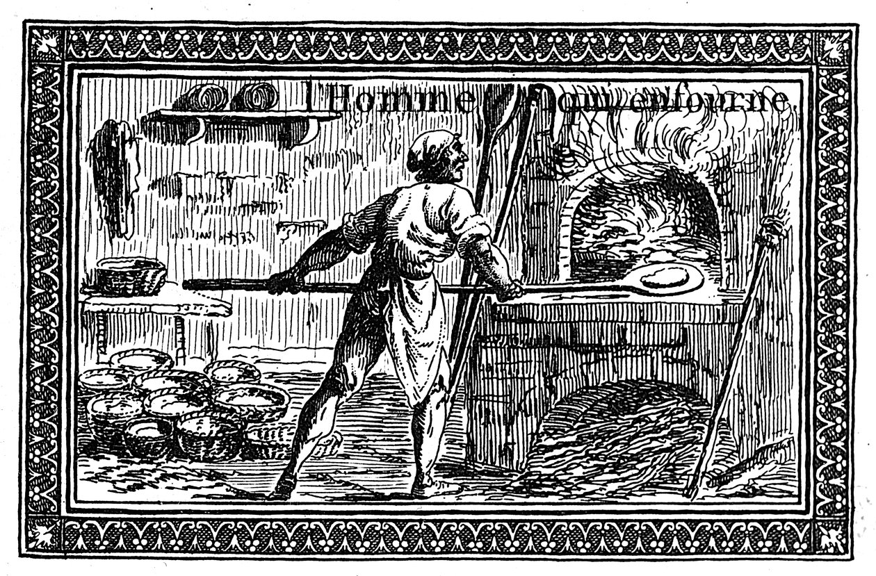 Vignette, die Brotbacken darstellt (Gravur) von French School
