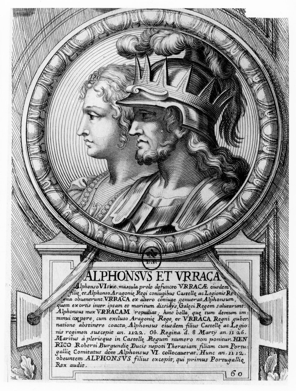Alfonso I, der Kämpfer, und Urraca (Gravur) von French School