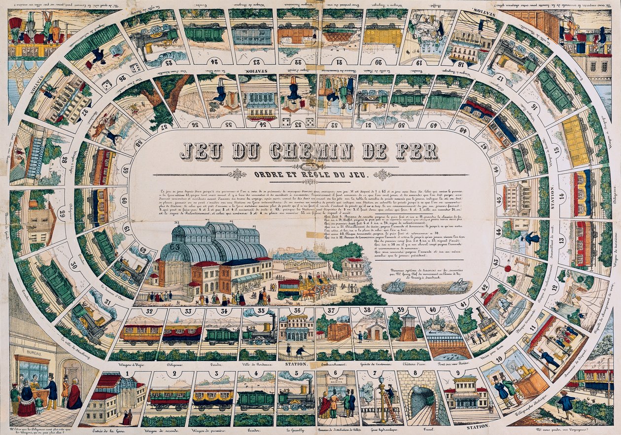 Brett für ein Eisenbahnspiel, 1850 von French School