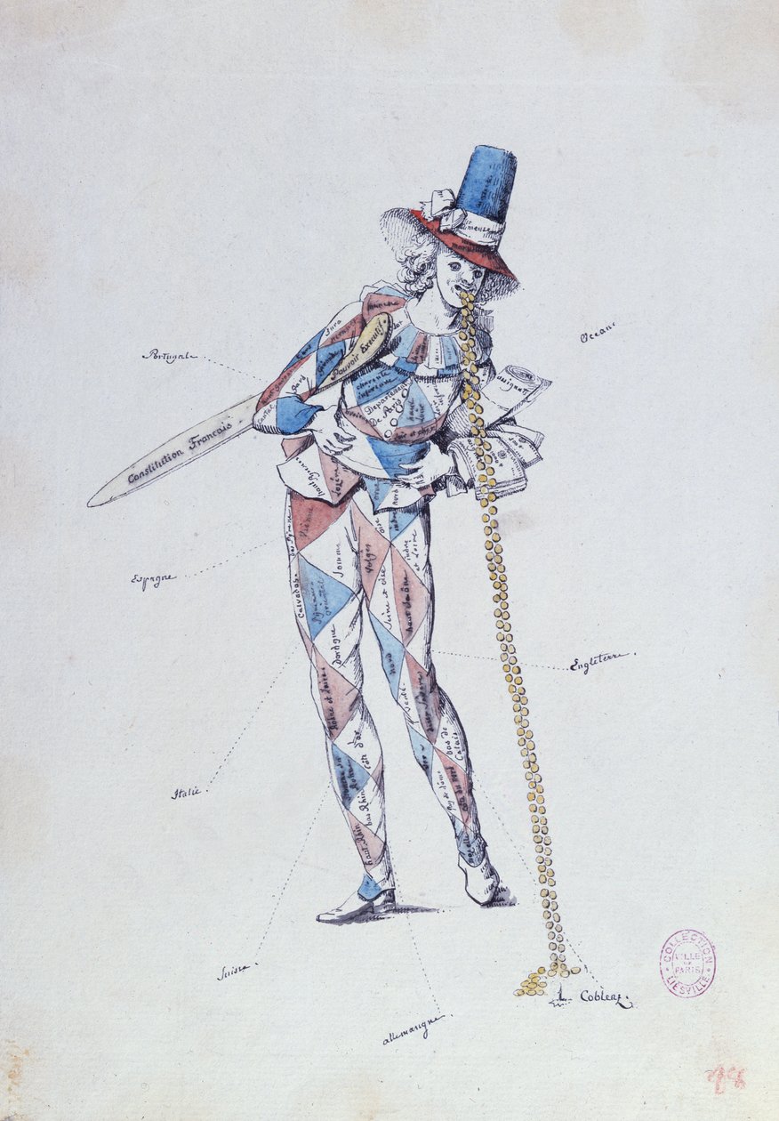 Karikatur, die französische aristokratische Emigranten satirisch darstellt, ca. 1792 von French School