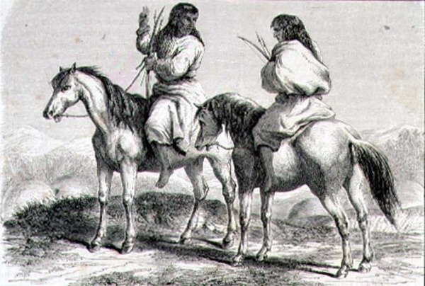 Comanche-Indianer in den 1860er Jahren (Stich) von French School